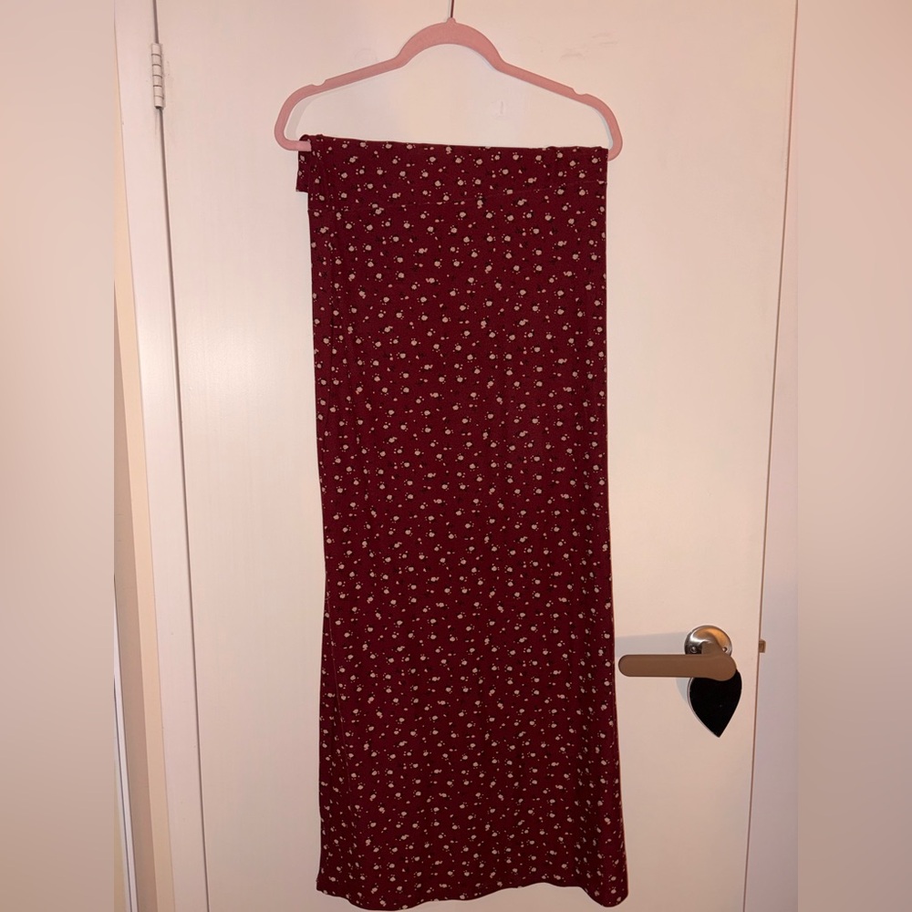 Ardene Burgundy Floral Maxi Skirt